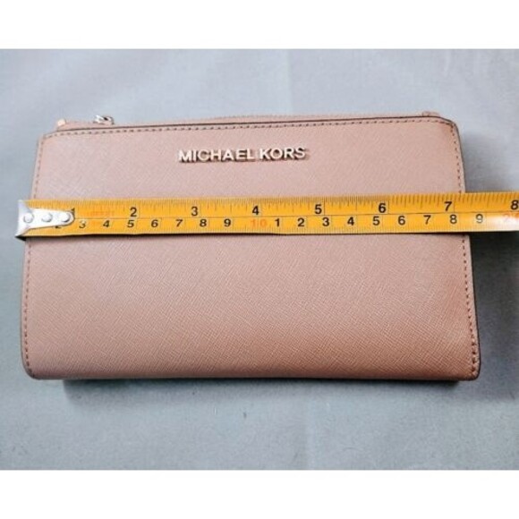 Michael Kors Double Zip Wallet Dusty Rose Blush New See Pics For Small Flaw - Picture 6 of 8